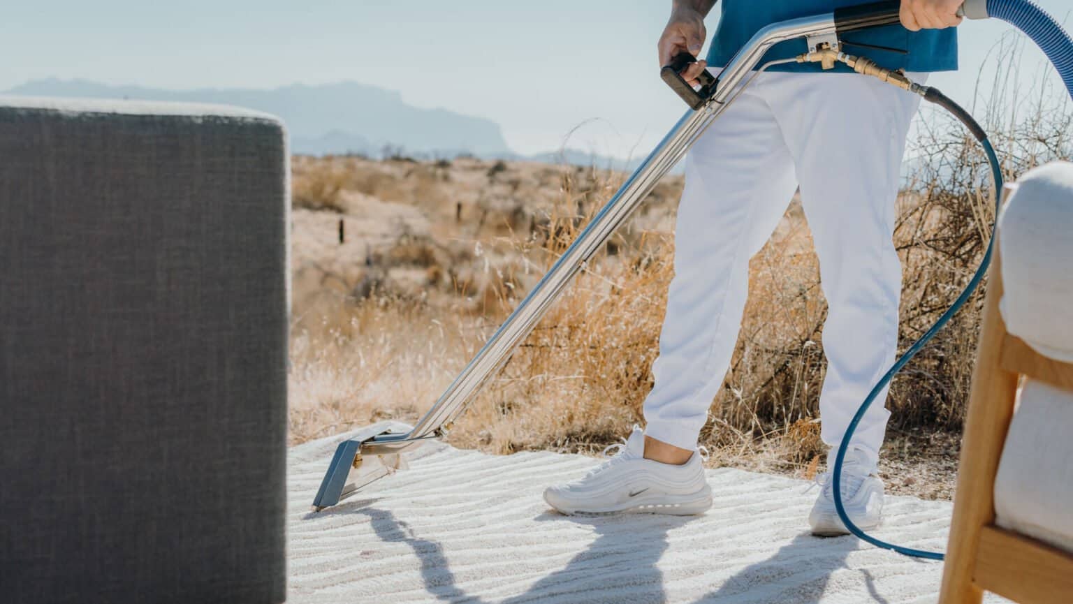 Carpet Cleaning Services in Gilbert, AZ restoring a high-traffic living room carpet in the afternoon