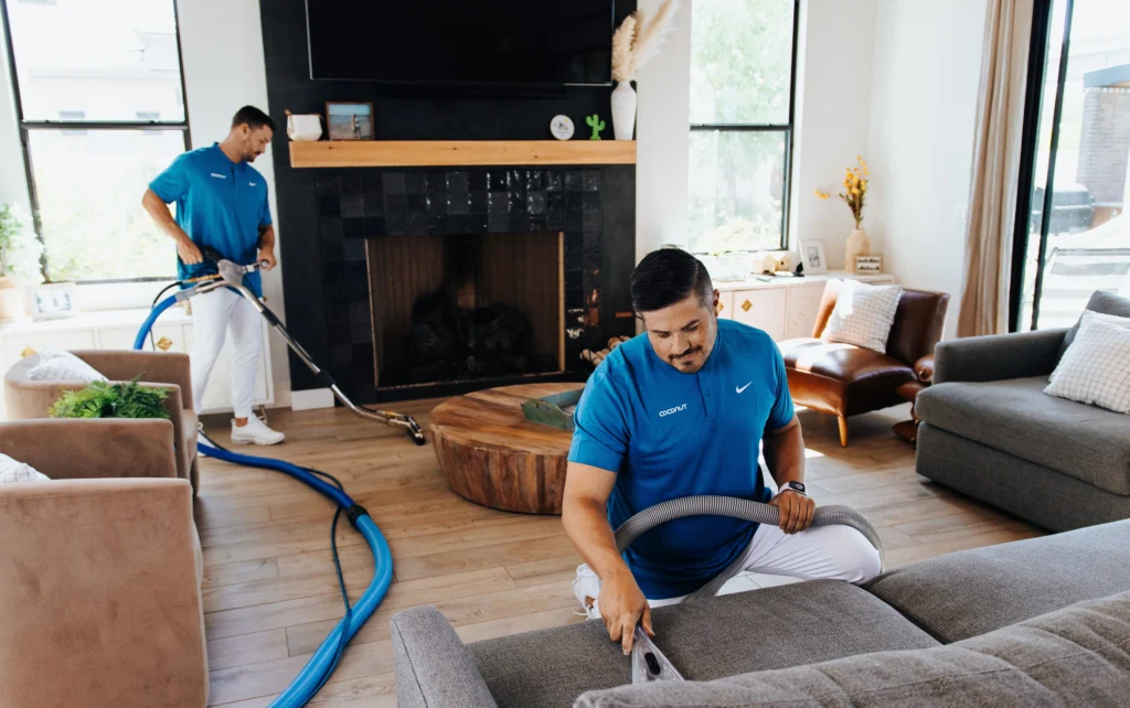 Coconut Cleaning Technicians cleaning an arizona home carpet cleaning and furniture cleaning air duct tile grout