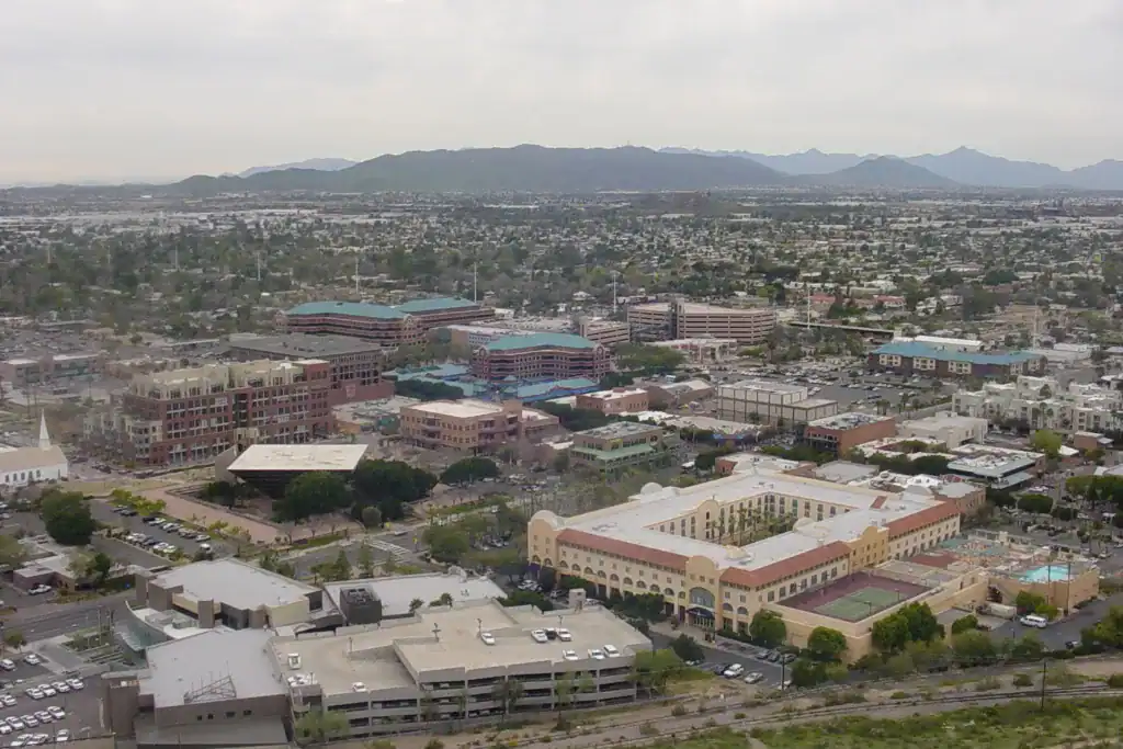 Coconut Cleaning Service Area – Tempe, AZ Aerial view of downtown Tempe, AZ
